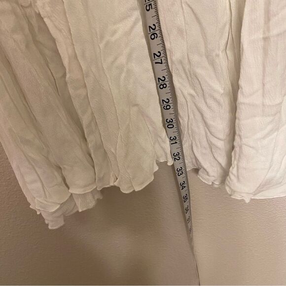 Millibon White Sleeveless plunging V Neck Sundress rayon beachy full skirt M - Picture 7 of 10